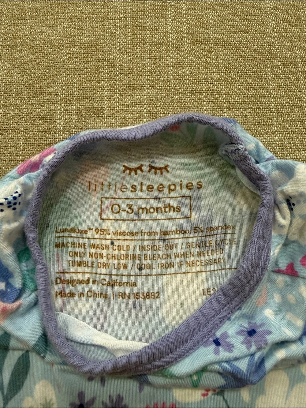 Little Sleepies Winter Floral Crescent Zippy